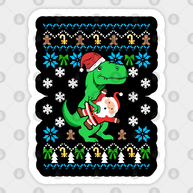 Ugly Christmas Dinosaur sweater Sticker by KsuAnn